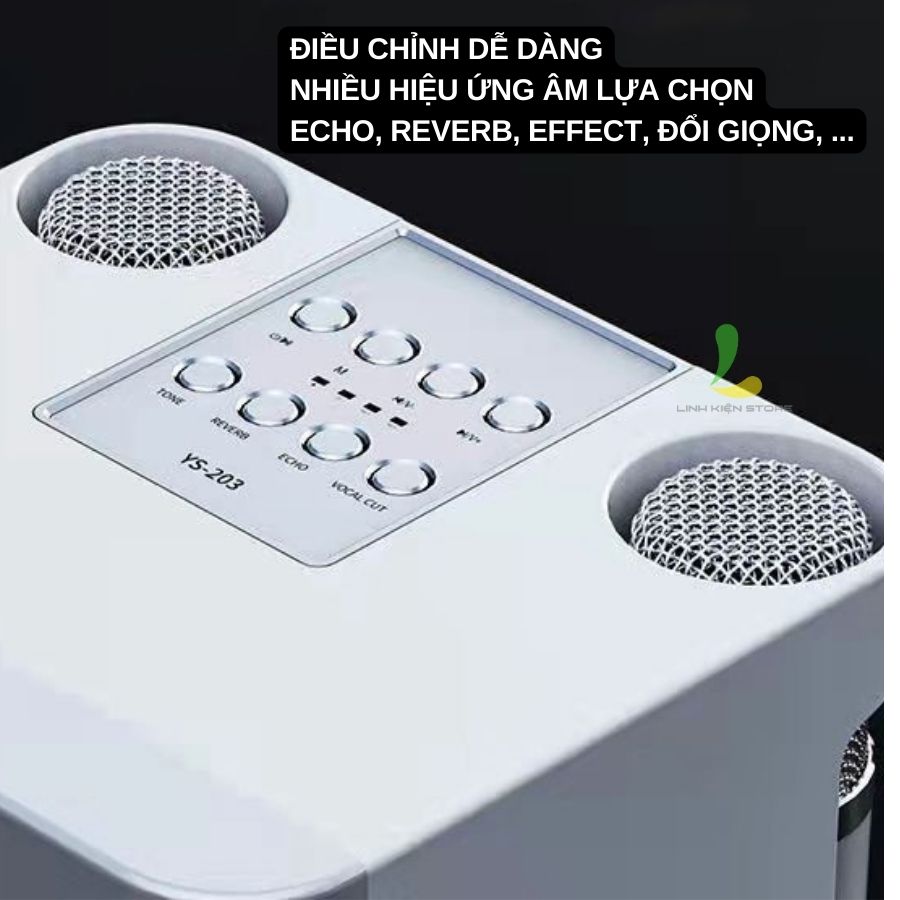 Loa Bluetooth Karaoke Su-Yosd YS203 - Loa xách tay mini YS-203 chất liệu nhựa cao cấp, công suất 35W kèm 2 micro không dây - Hàng nhập khẩu