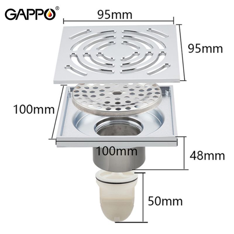 THOÁT SÀN ĐỒNG ĐÚC CAO CẤP NHẬP KHẨU NGA GAPPO G81052 MÀU CROME NGĂN MÙI TUYỆT ĐỐI - HÀNG CHÍNH HÃNG