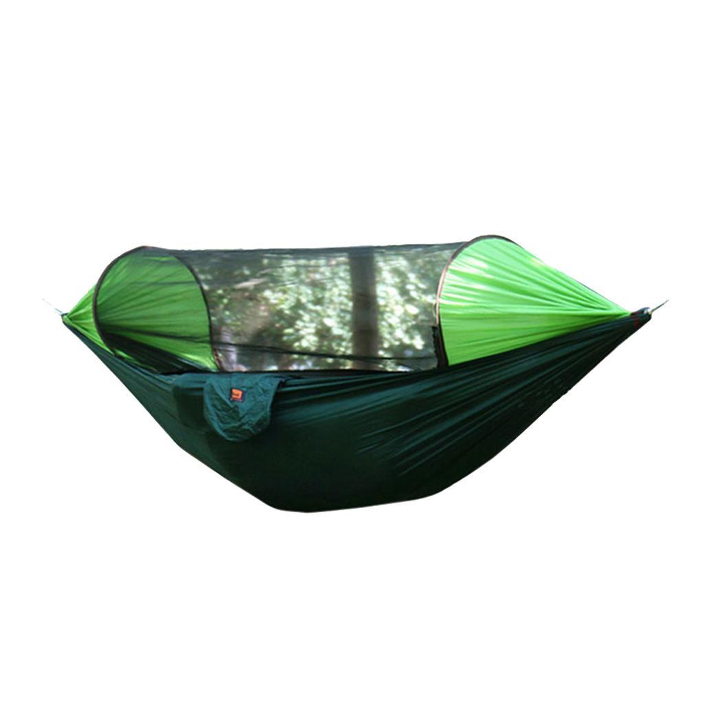 Single Camping Hammock with Mosquito/Bug Net, Tree Straps &amp; Carabiners, Portable Parachute Nylon Hammock for Camping, Backpacking, Survival