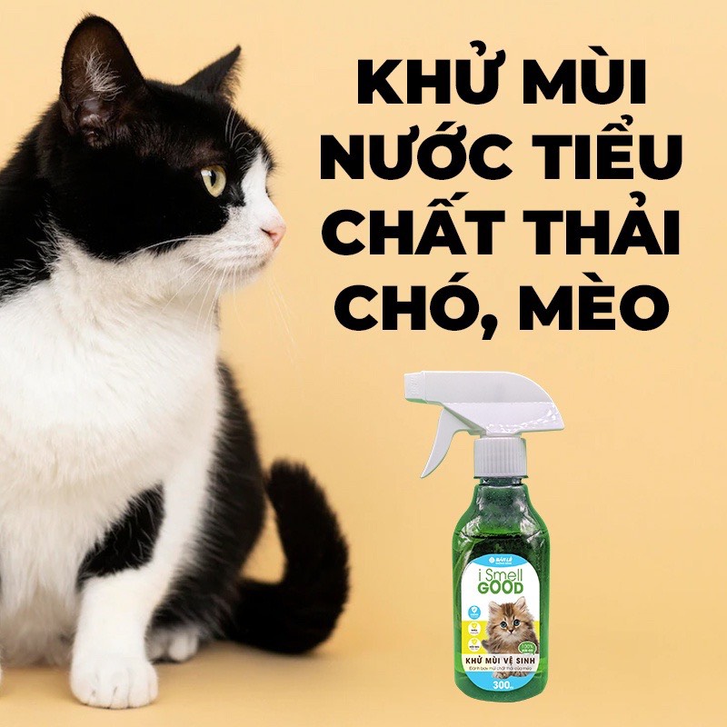 Xịt khử mùi hôi chó,mè mùi nước tiểu và phân chó, mèo chuồng chó, mèo 100% thành phần hữu cơ không độc hại 300ml