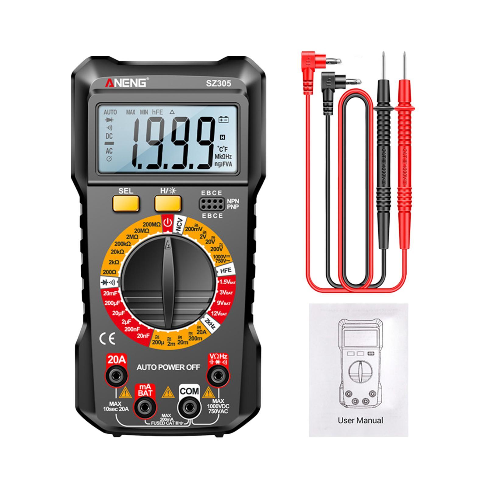 Digital Multimeter DC Voltmeter LCD Display DC Current Non-contt Meansures Ncv Auto Range Pocket Electrician Tester