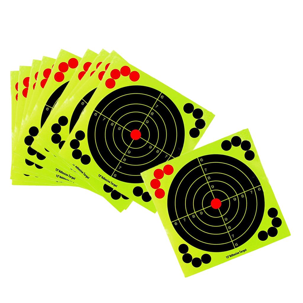 10 Sheets 12x12inch Splatter Self Adhesive Targets - Bright Fluorescent Yellow - Great for Outdoor Target Hunting Accessories