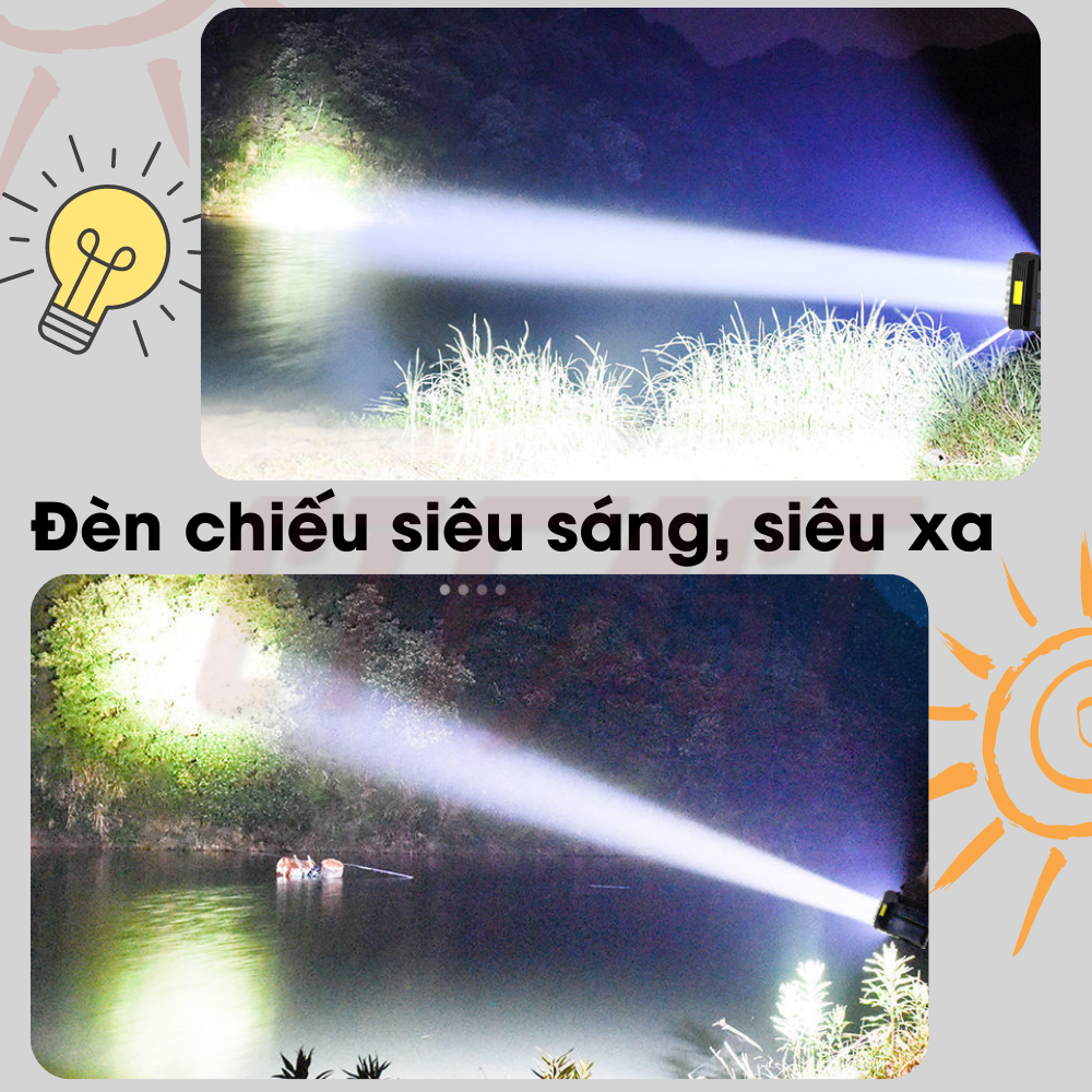 Đèn pin cầm tay siêu sáng 4 chế độ CTFAST W5117 : Tích hợp 8 COB LED chiếu xa lên tới 50 mét, chống thấm nước, dung lượng pin lớn có thể sạc usb kết hợp năng lượng mặt trời an tâm khi đi đêm, du lịch, cắm trại, cứu hộ