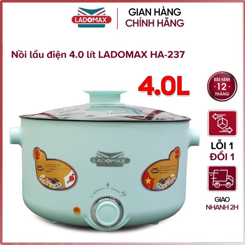 Nồi lẩu điện lòng liền 4 lít Ladomax HA-237 - Hàng chính hãng