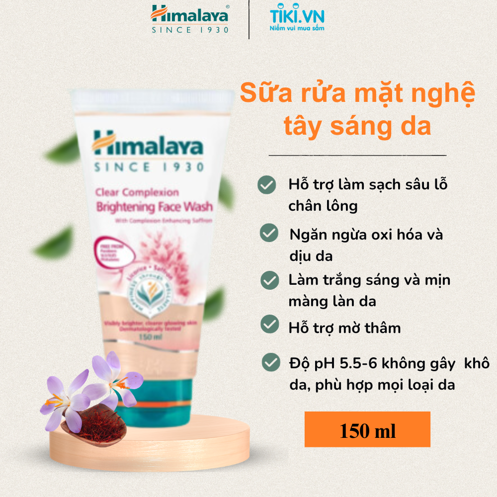 Sữa Rửa Mặt Tinh Tế Làm Sạch Và Trắng Da Cải Tiến Với Nghệ Tây Himalaya Herbals (150ml)