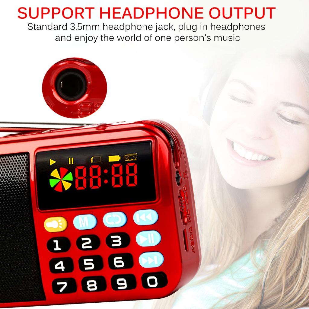 Portable Radio Player Black and Red Color Audio Player FM Digital Player 4000mAh USB Rechargeable Broadcast ELEN