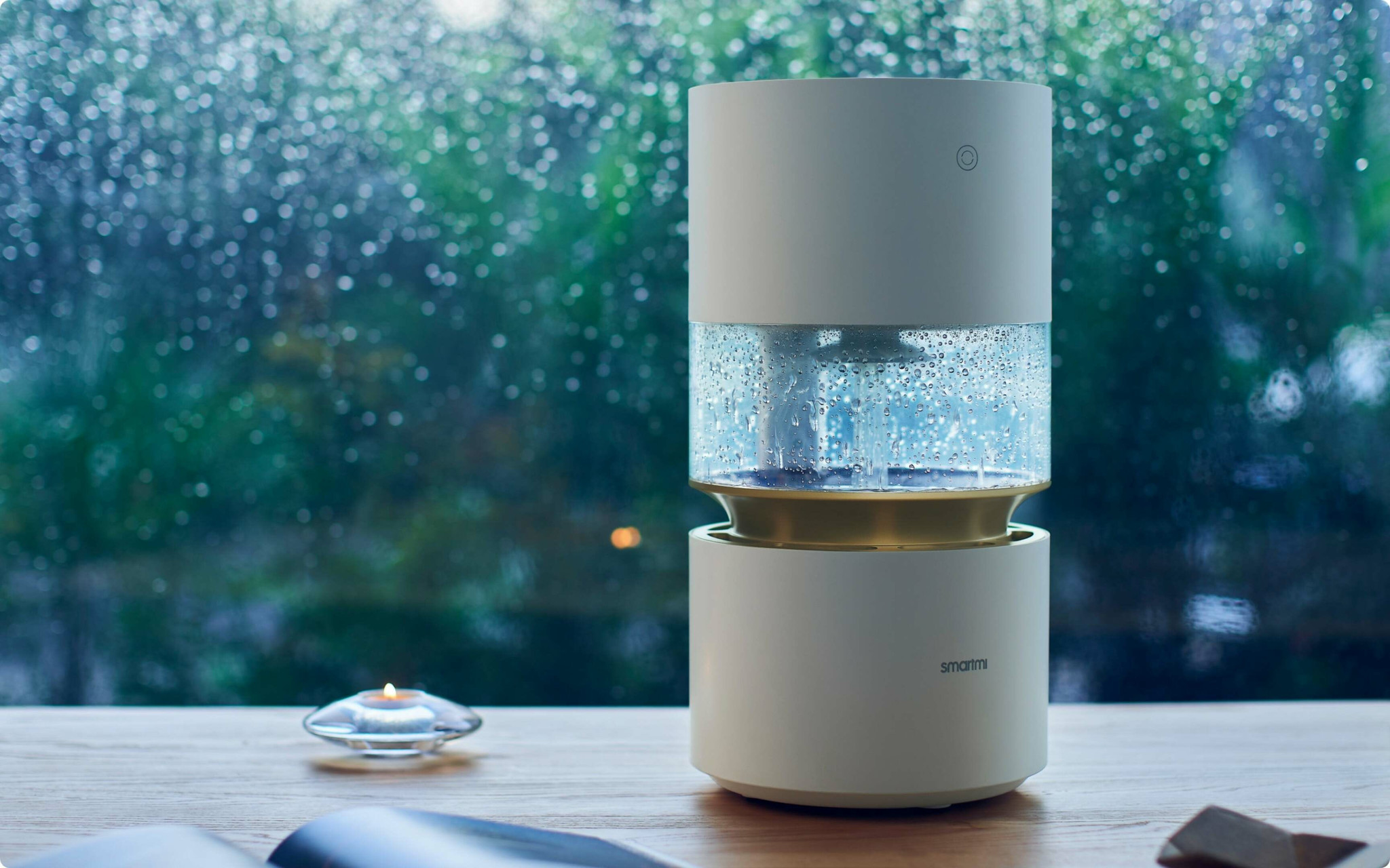 Máy tạo độ ẩm thông minh Xiaomi Smartmi Rainforest- không phun sương tạo hiệu ứng hạt mưa-bản quốc tế- Hàng chính hãng