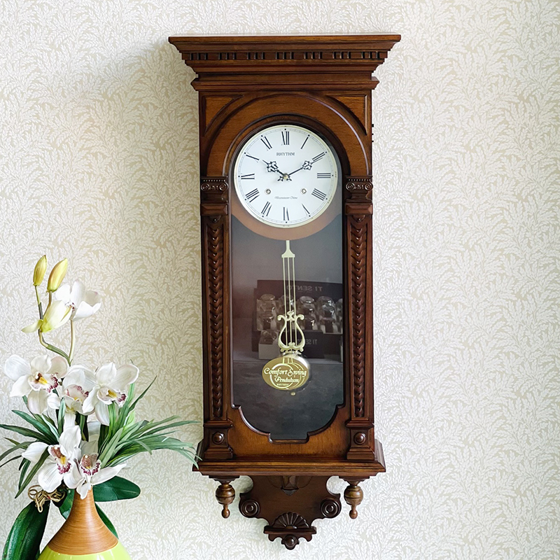 Đồng hồ treo tường Nhật Bản Rhythm CMJ464FR06 Kt 38.0 x 90.0 x 15.0cm, 7.0kg. Vỏ gỗ, dùng PIN.