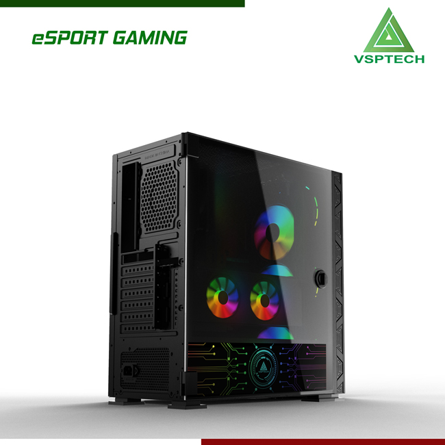 Vỏ máy tính Case VSP FA 401 (ATX, M-ATX, ITX) - Kính cường lực (Tặng 4 FAN RGB) - Hàng chính hãng TECH VISION phân phối