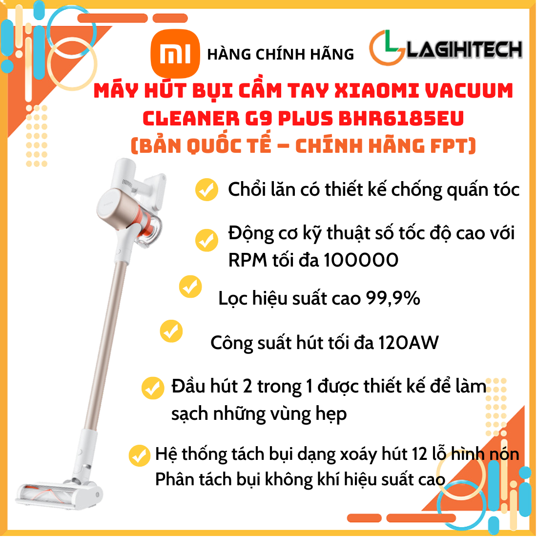 Máy hút bụi cầm tay Xiaomi Mi Vacuum Cleaner Light / Vacuum Cleaner G9 Plus Bản Quốc Tế -  Hàng Chính Hãng FPT