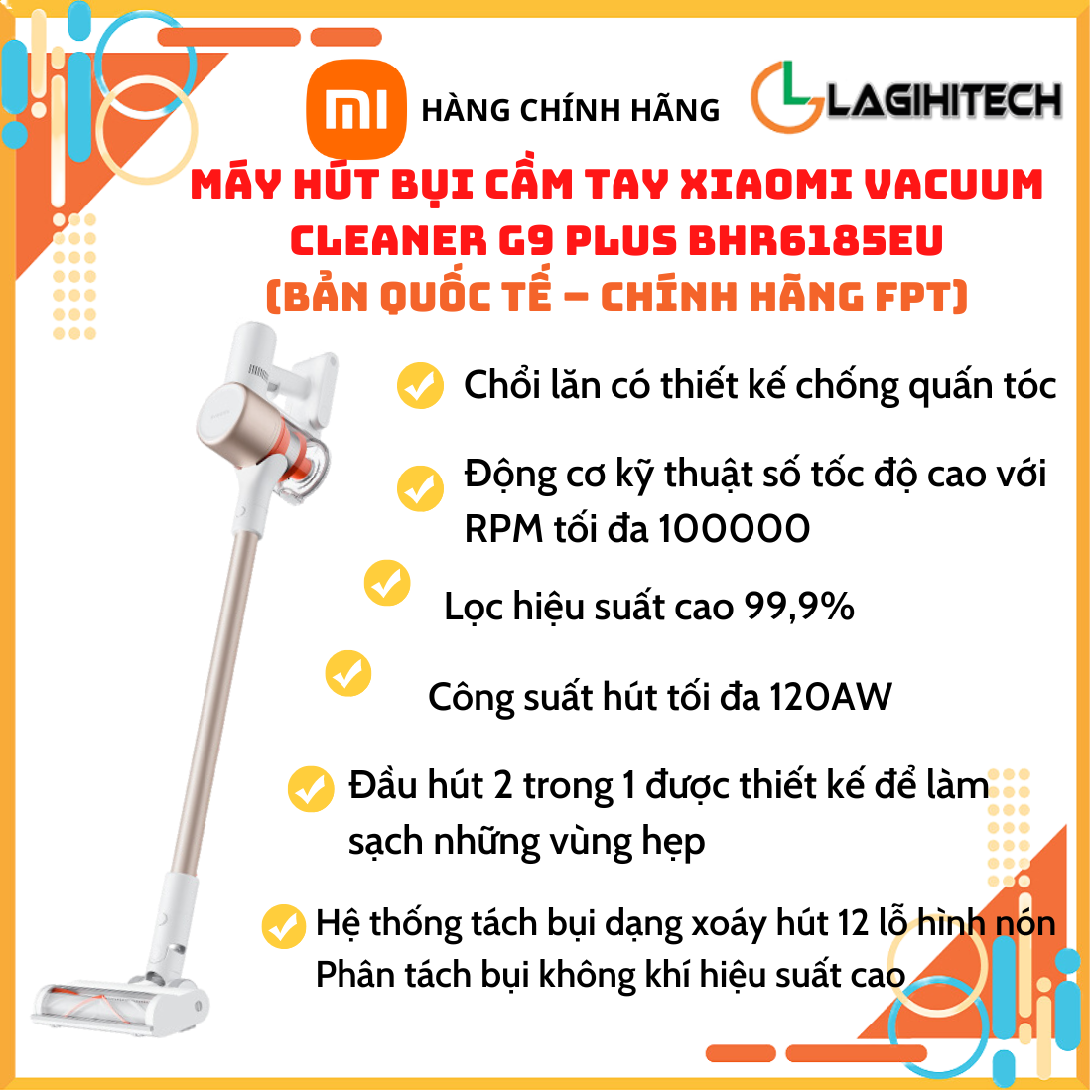 Máy hút bụi cầm tay Xiaomi Mi Vacuum Cleaner Light / Vacuum Cleaner G9 Plus Bản Quốc Tế - Hàng Chính Hãng FPT