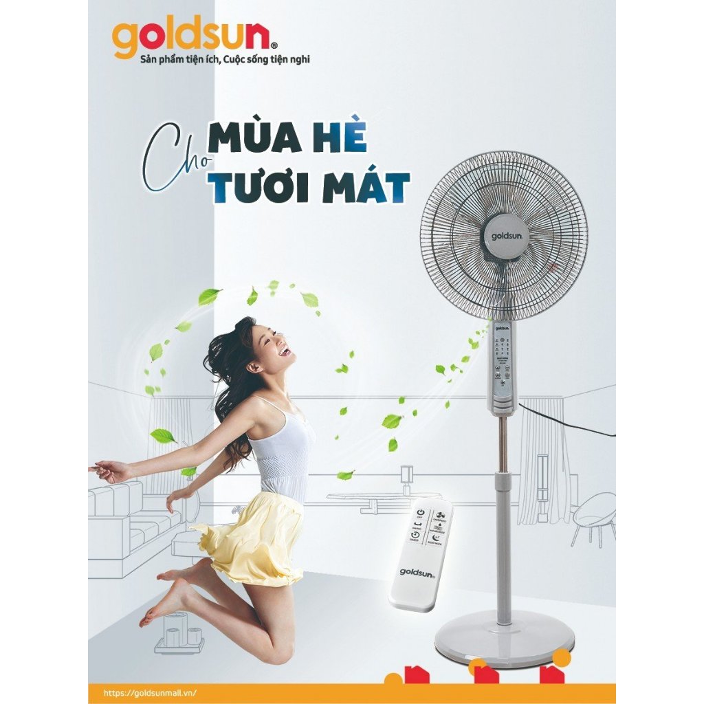 Quạt điện đứng Goldsun GFA6040/6030/6020 nhiều lựa chọn, quạt êm, điều khiển từ xa tiện lợi - Hàng chính hãng