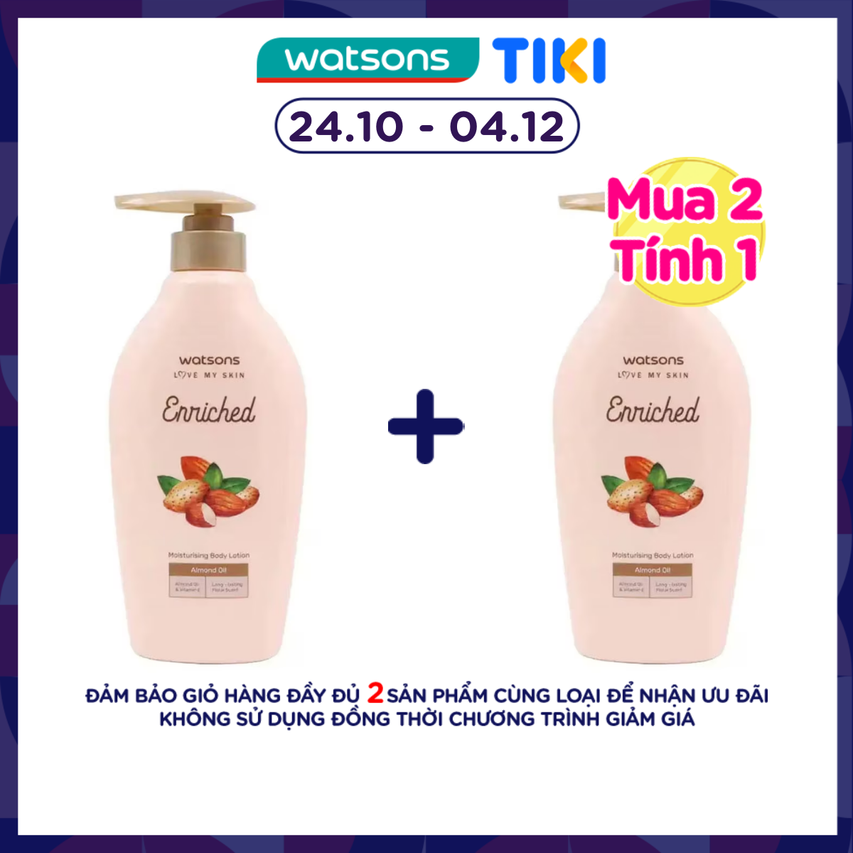 Sữa Dưỡng Thể Watsons Enriched Almond Oil Moisturising Body Lotion 400ml