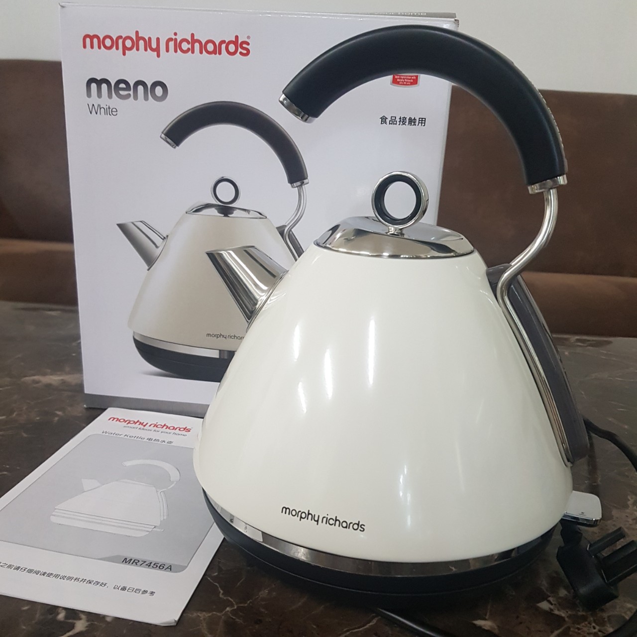 Ấm đun nước siêu tốc cao cấp Morphy Richards MR7456A, dung tích 1,5 lít, công suất 1850W - Hàng chính hãng, bảo hành 24 tháng