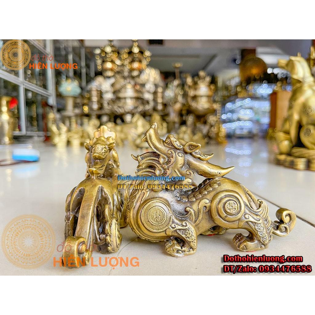 Đôi Tỳ Hưu Vẩy Tiền Tài Lộc Màu Vàng Bằng Đồng Phong Thủy Đẹp Các Cỡ