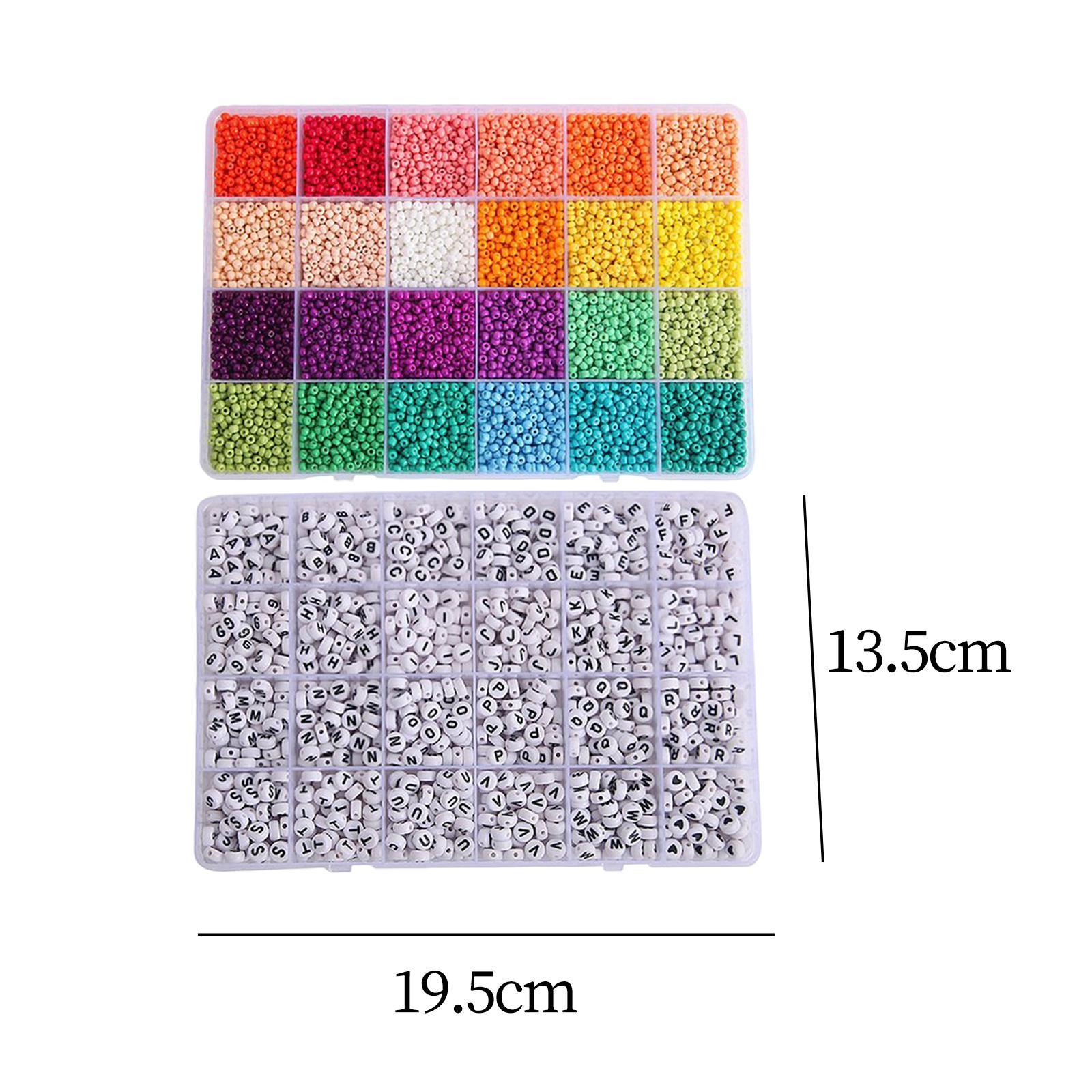 12000Pcs Glass Seed Beads 1350Pcs Letter Beads for Rings Jewelry Making