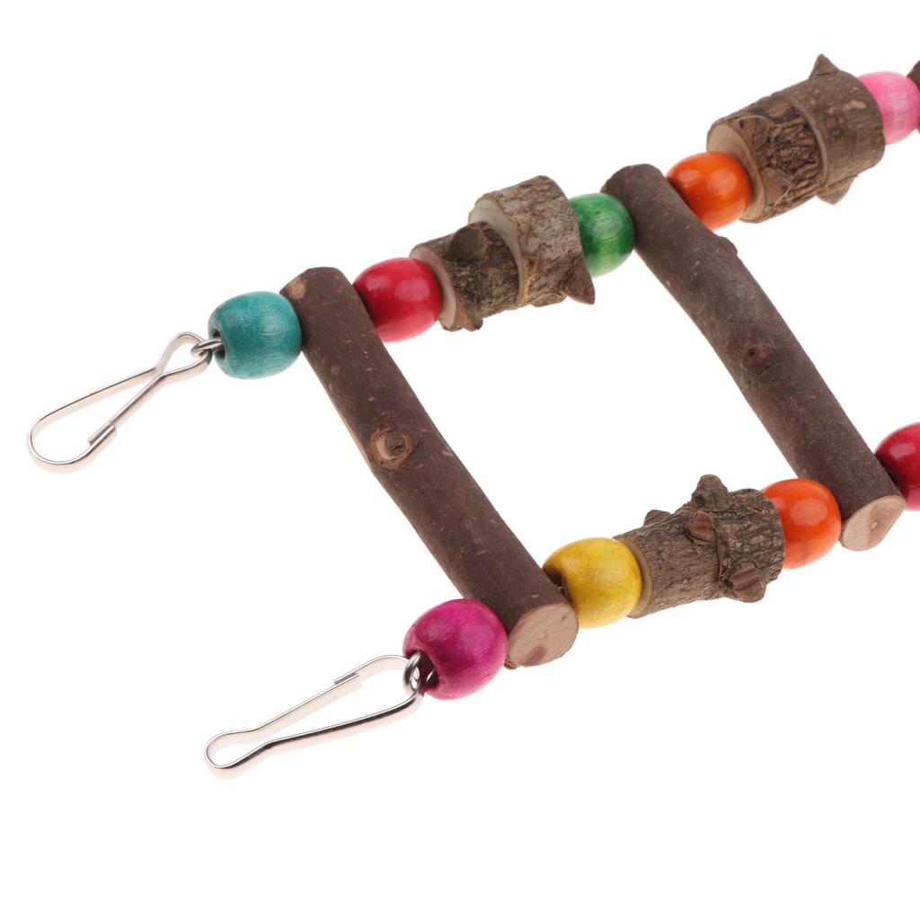 Bird Parrot Toy, Wooden Ladder Bridge Swing Hanging Ladder Toy for Pet Trainning