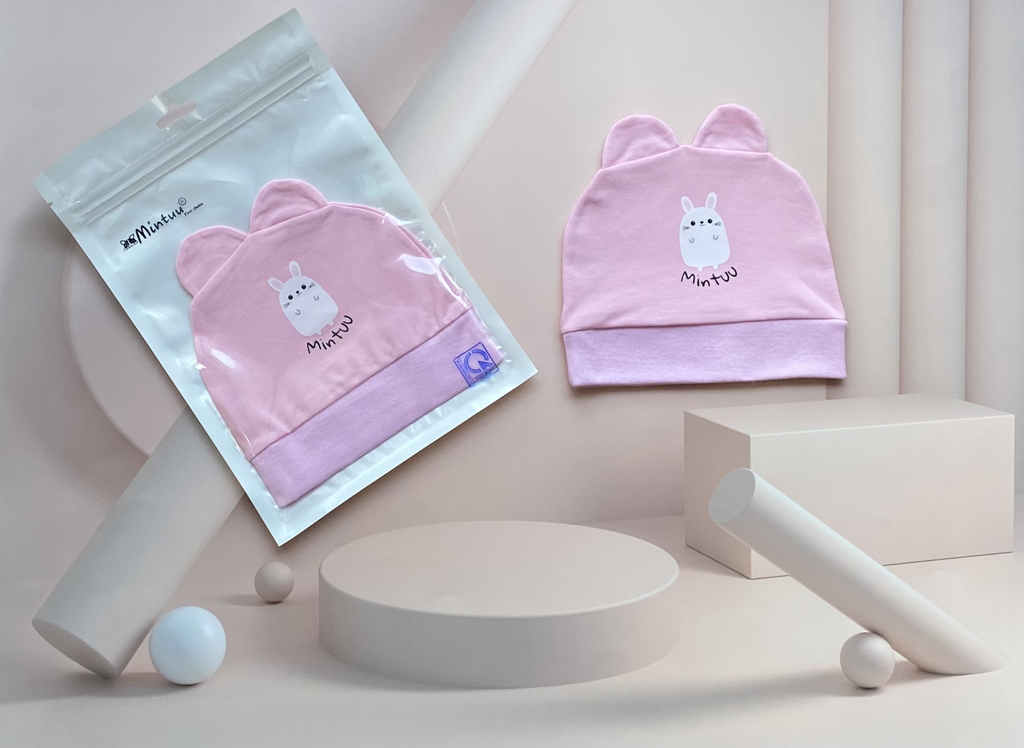 Mũ nón tai thỏ sơ sinh dễ thương chất liệu cotton 4 chiều cao cấp