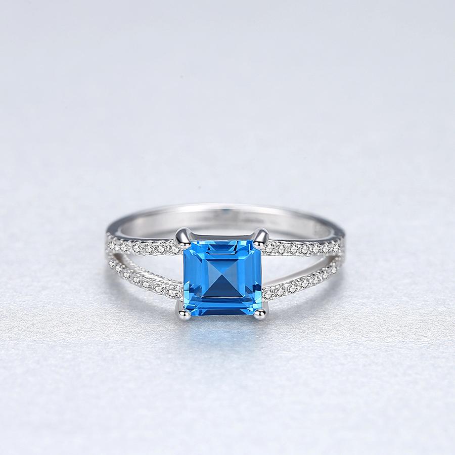 Nhẫn nữ nhẫn bạc nữ đính đá topaz xanh tự nhiên cao cấp N2412 Bảo Ngọc Jewelry