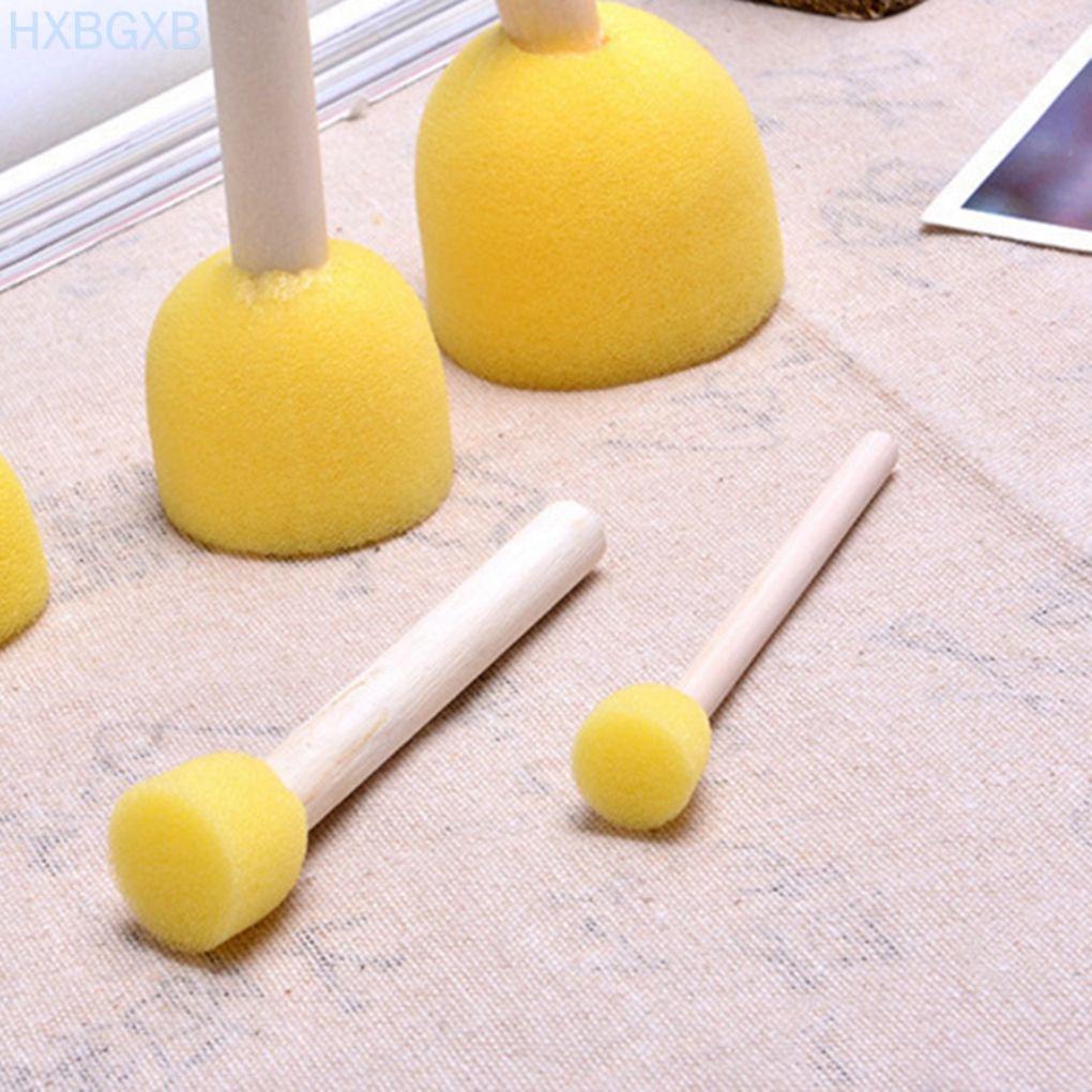 HXBG 5pcs Assorted Round Paint Foam Sponge Brush Set Painting Tools Stippler for Kids Painting Crafts and DIY