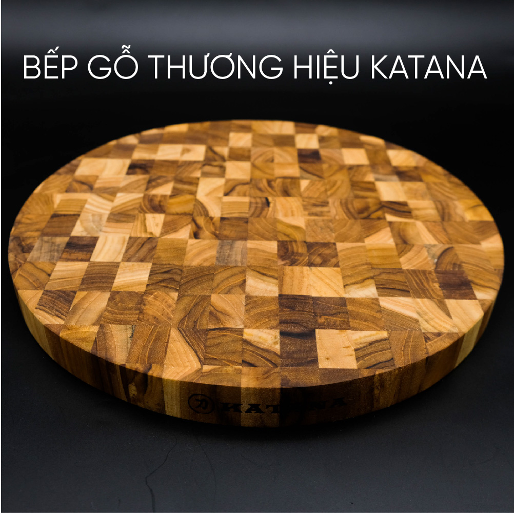 Thớt tròn gỗ Teak đầu cây cao cấp KATANA - TKT04