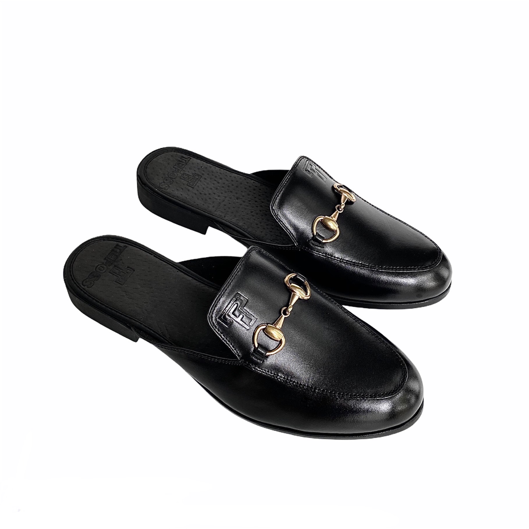 Giày sục da bò đen khóa cổ điển TEFOSS HNSUC độc lạ và sang trọng size 38 - 43