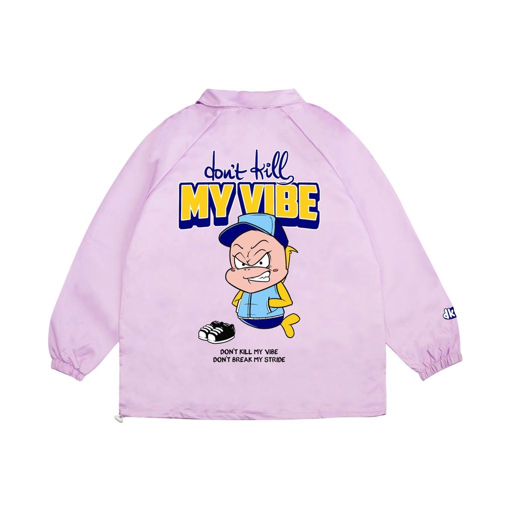 Áo khoác dù nữ màu tím form rộng in hình | DKMV Violet Baseball Jacket