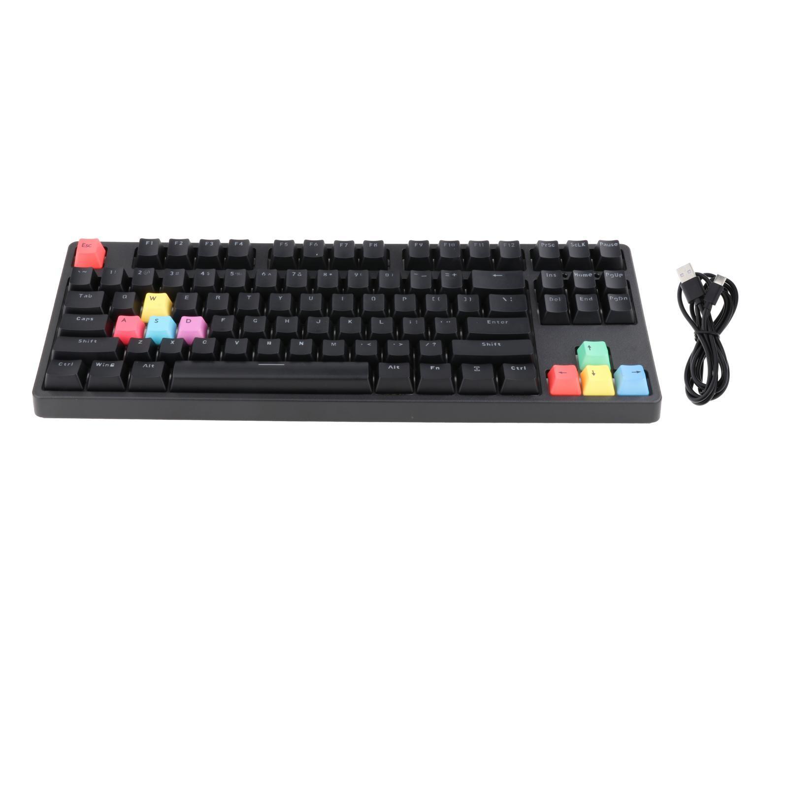 Mechanical Gaming Keyboard RGB LED Rainbow Backlit Wired Keyboard with Red Switches for Gaming PC (87 Keys)