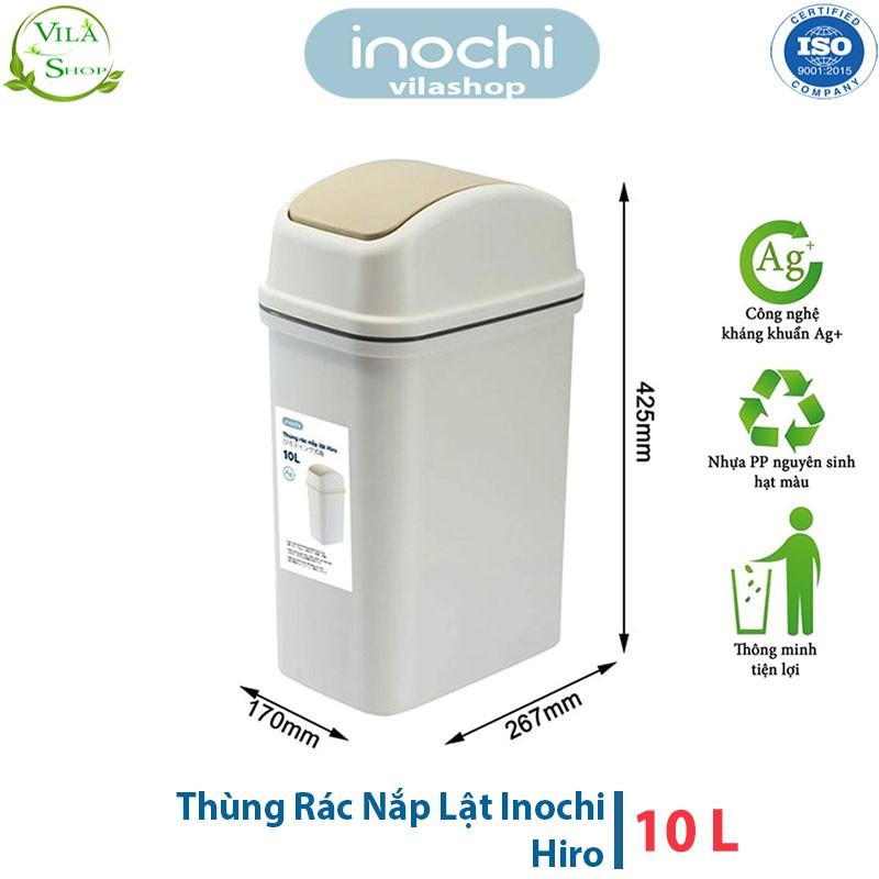 Thùng Rác Nhựa Nắp Lật, Thùng Rác Thông Minh 10L Có Lõi Inochi, Làm Sọt Rác Văn Phòng, Khách Sạn, Đựng Rác Gia Đình