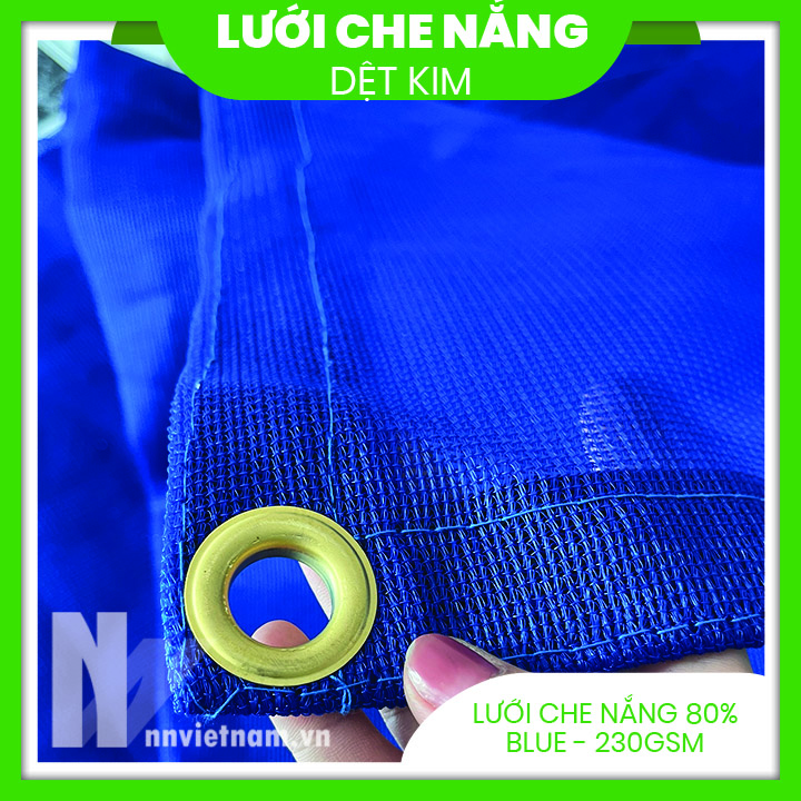 LƯỚI CHE NẮNG 80% MAY VIỀN KHUY SẴN - MÀU XANH DƯƠNG - SIZE 2m x 3m