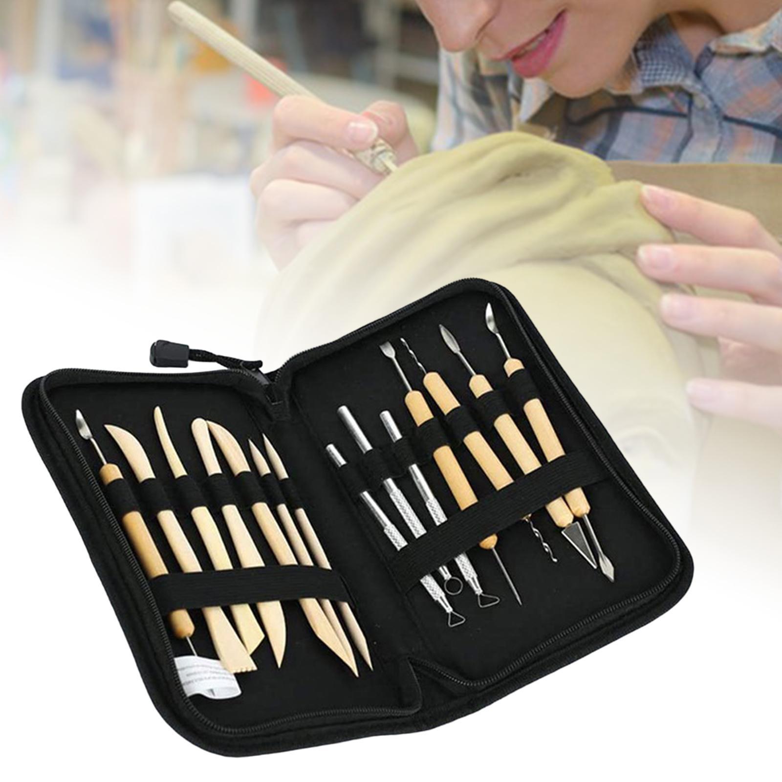 14x Polymer Clay Tools Clay Carving Tool Set with Carrying Case Clay Sculpting Tools Pottery Carving Tool Set for Carving Modeling Drawing