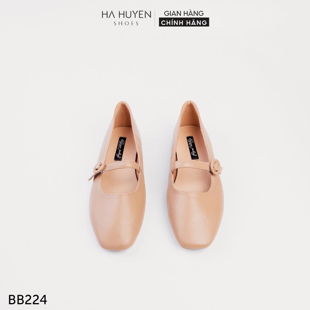 Giày búp bê nữ Hà Huyền Shoes mũi vuông đai ngang bánh bèo - BB224