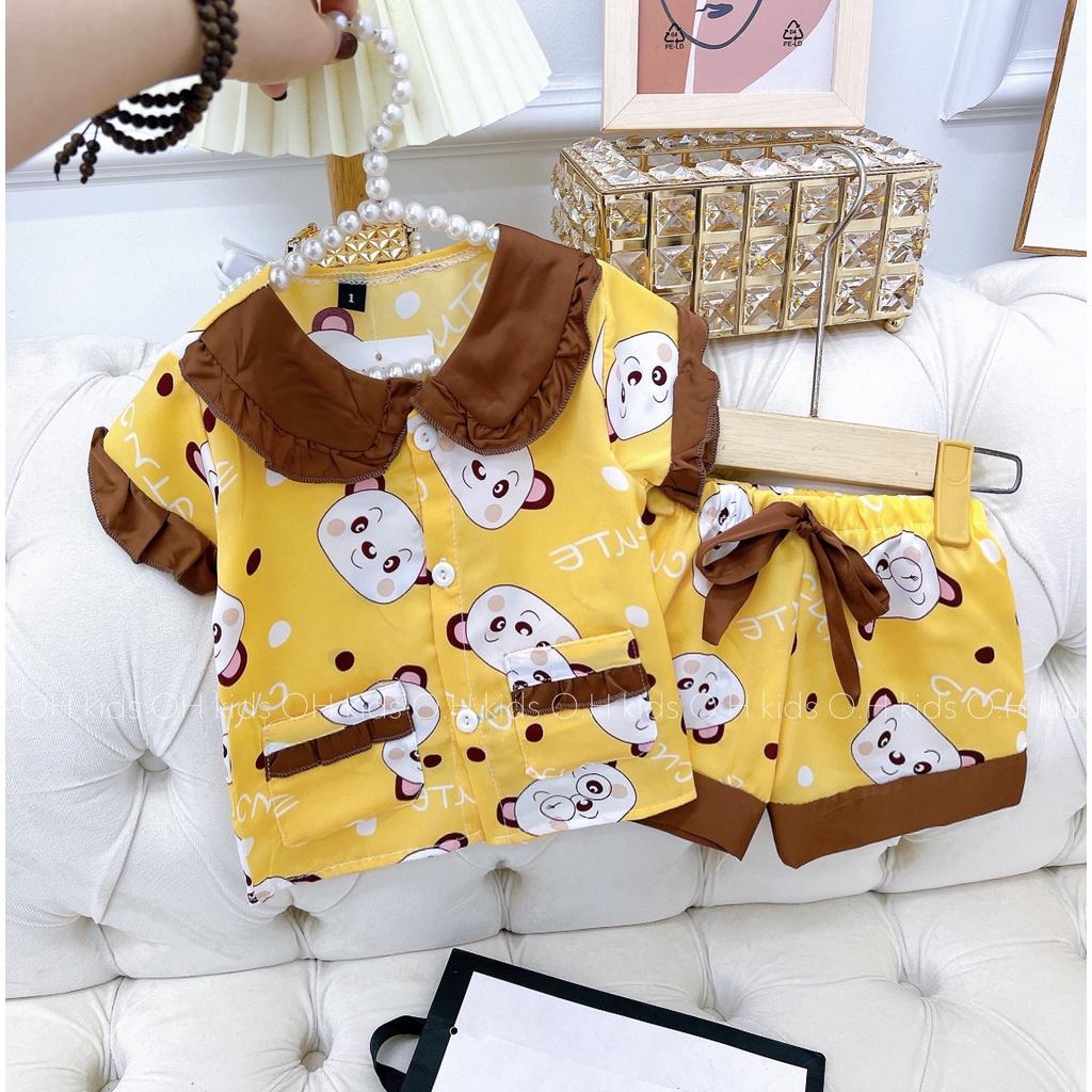 Đồ bộ bé gái, bộ pijama ngắn tay cho bé gái size 5-25kg chất lụa mango mềm mát