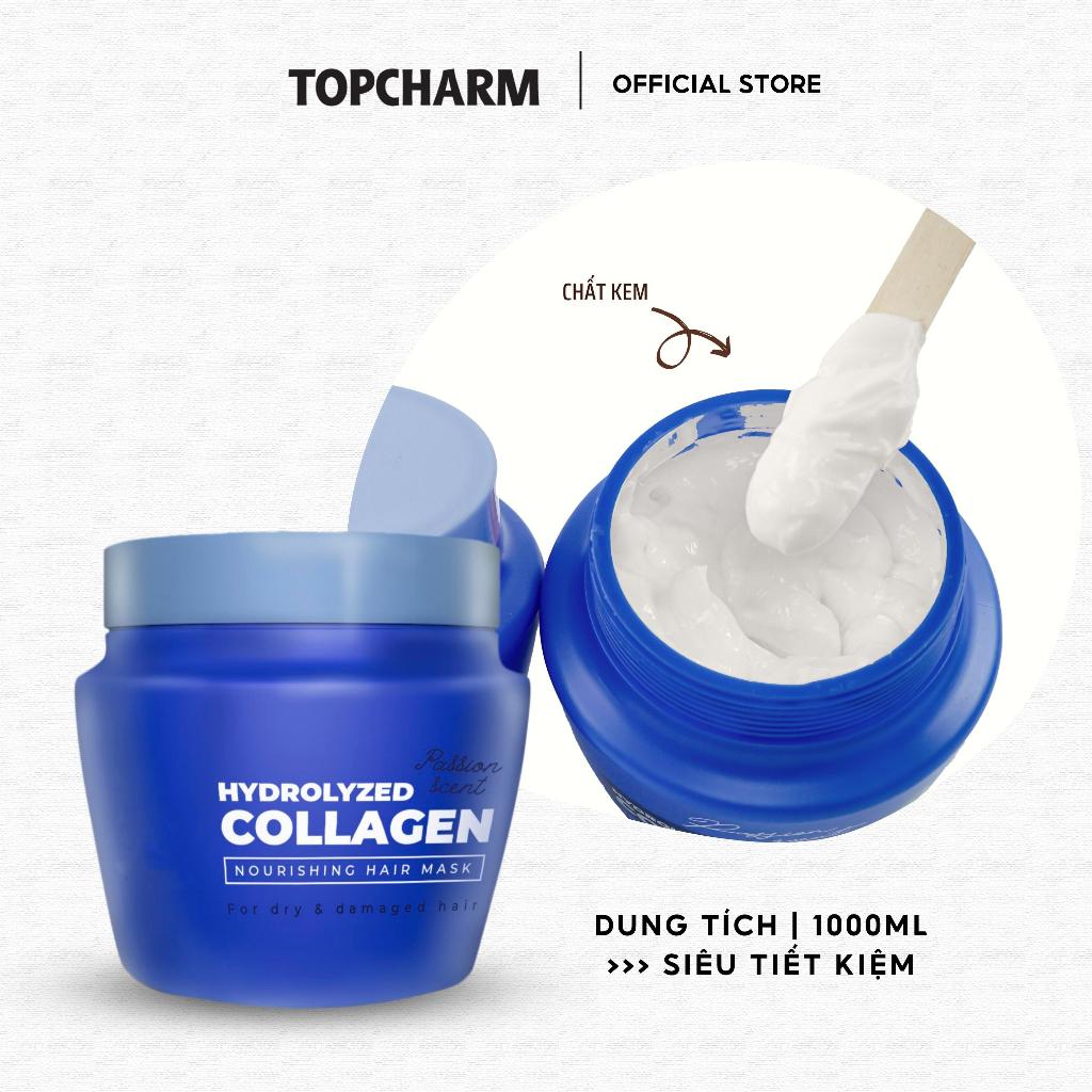 Kem Ủ Tóc Hydrolyzed Collagen TOPCHARM Giảm Gãy Rụng, Suôn Mượt Tóc Hũ 1000ml