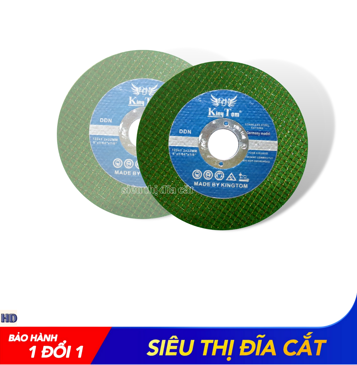 Đá Cắt KingTom Xanh 125x1.2x22mm - Lẻ 10 Viên, Cắt Sắc Bén Và Hạn Chế Bụi