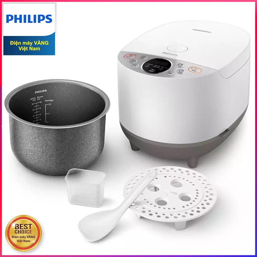 Nồi cơm điện 1.8 lít, lòng nồi 5 lớp Philips HD4515 - Hàng chính hãng