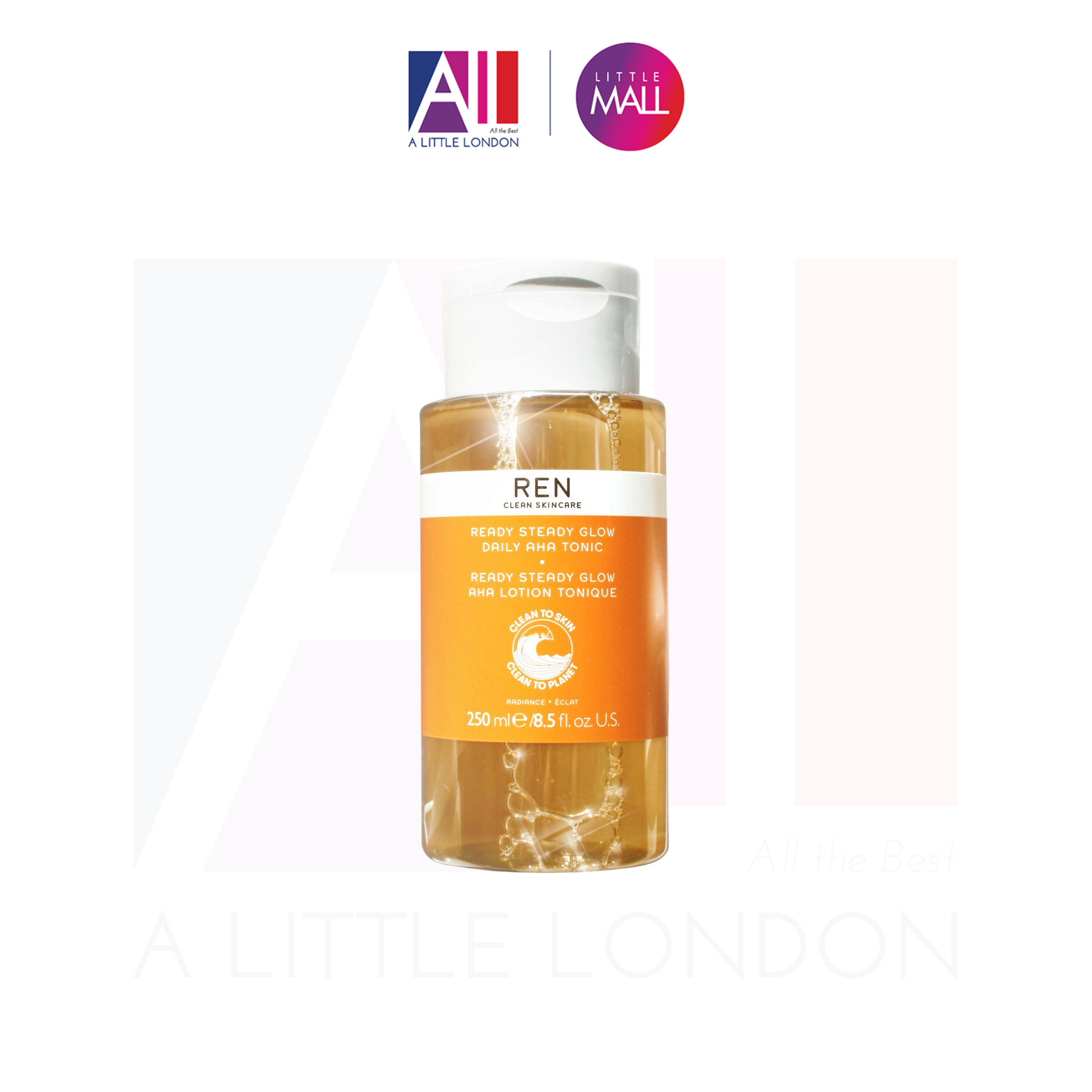 Toner tẩy tế bào chết Ren Ready Steady Glow Daily Aha Tonic 250ml