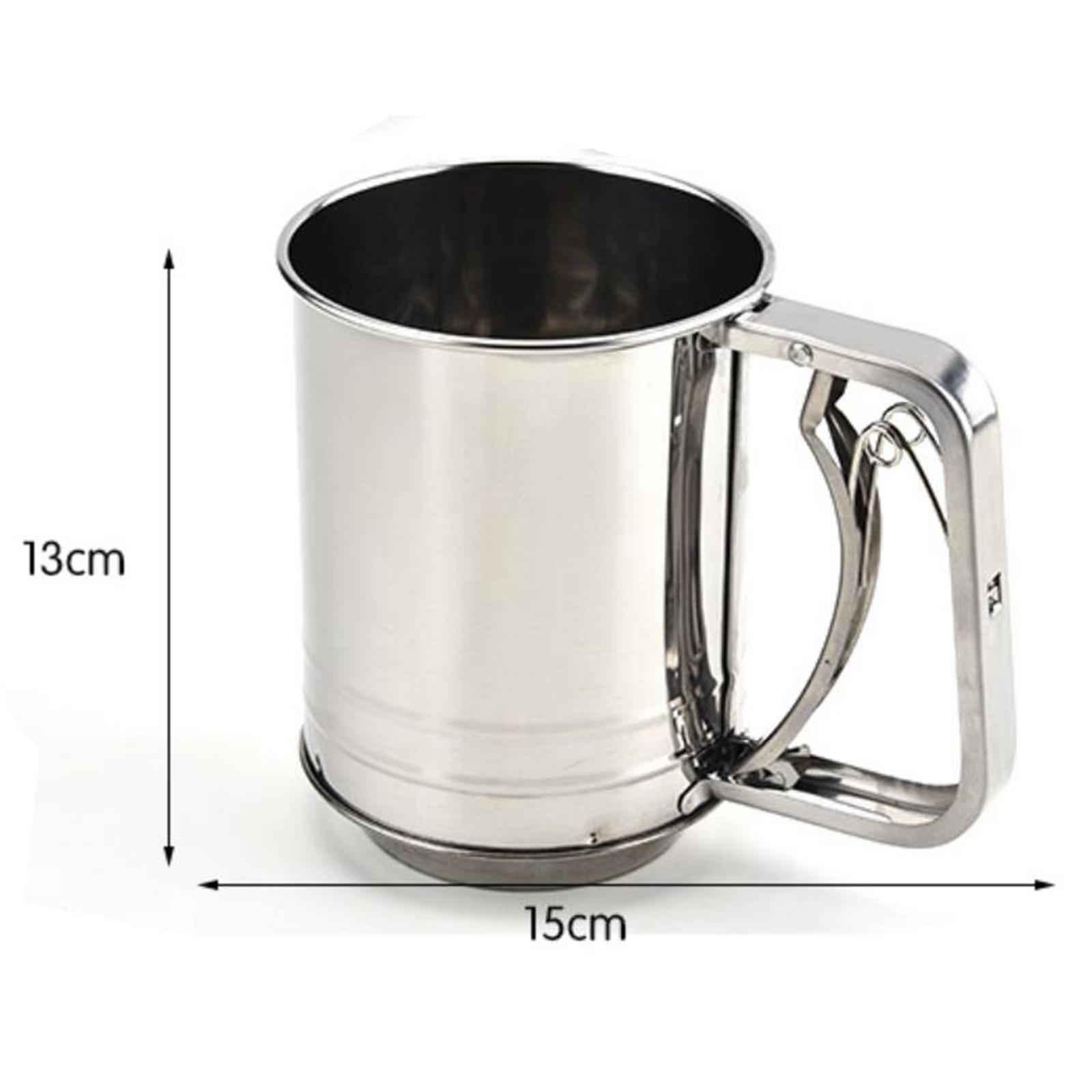 Stainless Steel Flour Sifter  3-Cup Shaker Double Layer