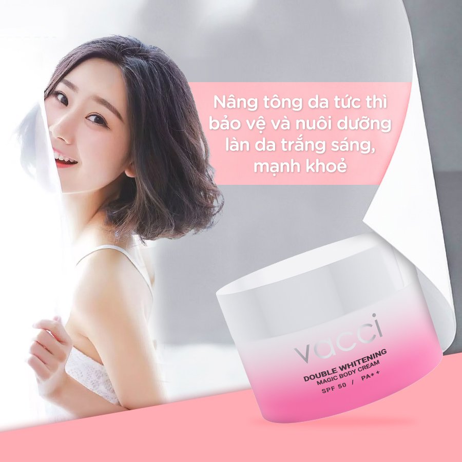 KEM BODY VACCI - DOUBLE WHITENING SPF 50 / PA++ - SIÊU KEM DƯỠNG TRẮNG - LÀM MỀM MỊN DA 160ml