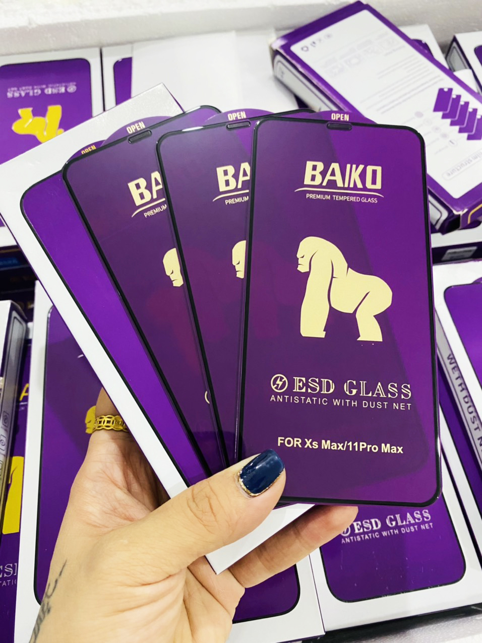 Kính cường lực Baiko tím, bền hơn, xịn hơn baiko, kingkong thường