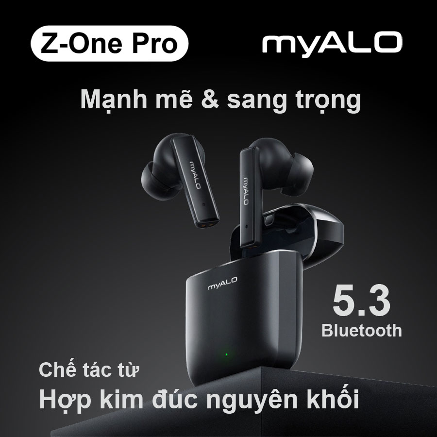 Tai nghe không dây myALO Z-One Pro: tai nghe Bluetooth 5.3 | Pin 40 giờ | Chống nước IPX4 | Thiết kế công thái học | Điều khiển cảm ứng thông minh | Hộp sạc chế tác từ Hợp kim đúc nguyên khối | Hàng chính hãng