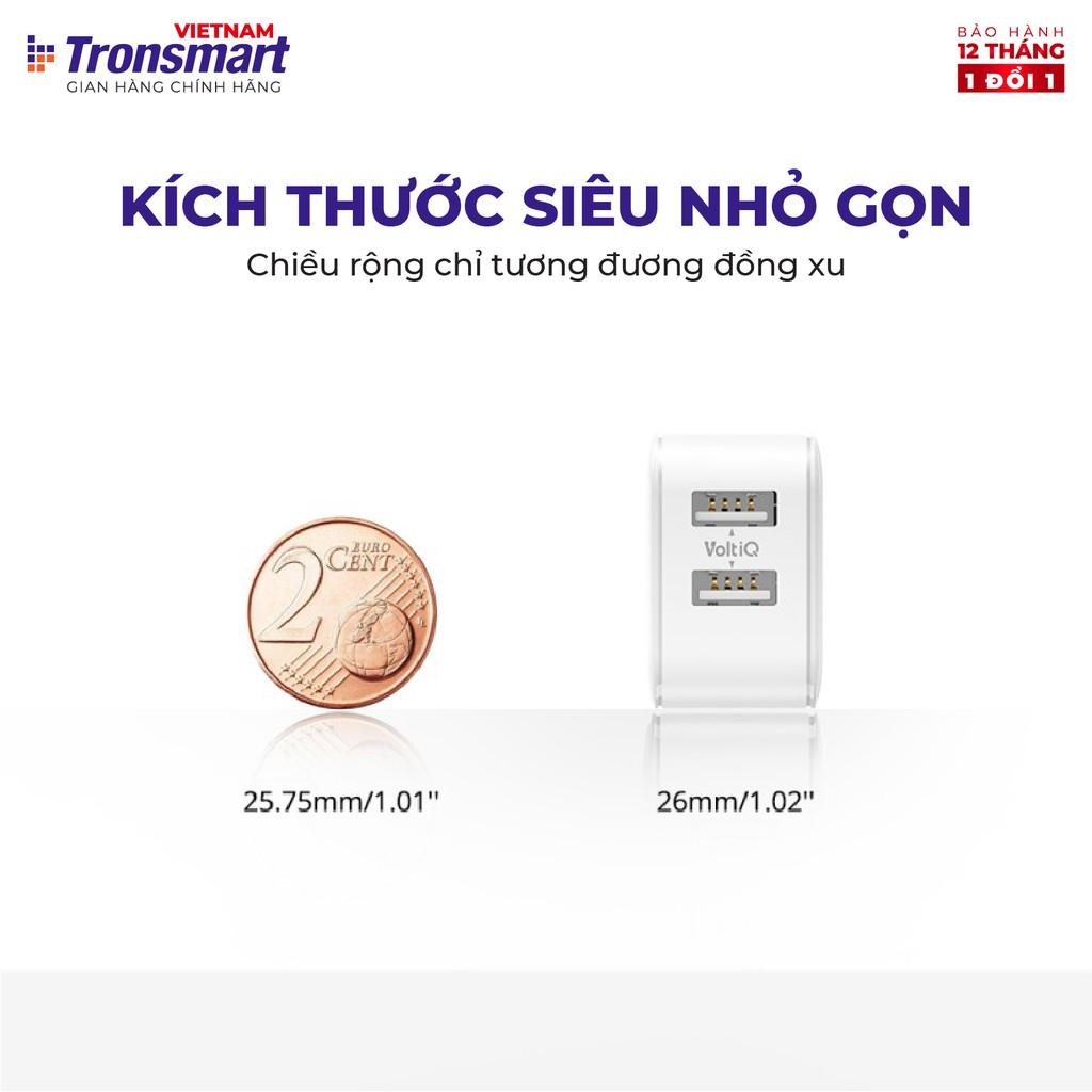 Củ sạc 2 cổng USB Tronsmart W02 công nghệ VoliQ 12W dòng 2.4A - Hàng chính hãng