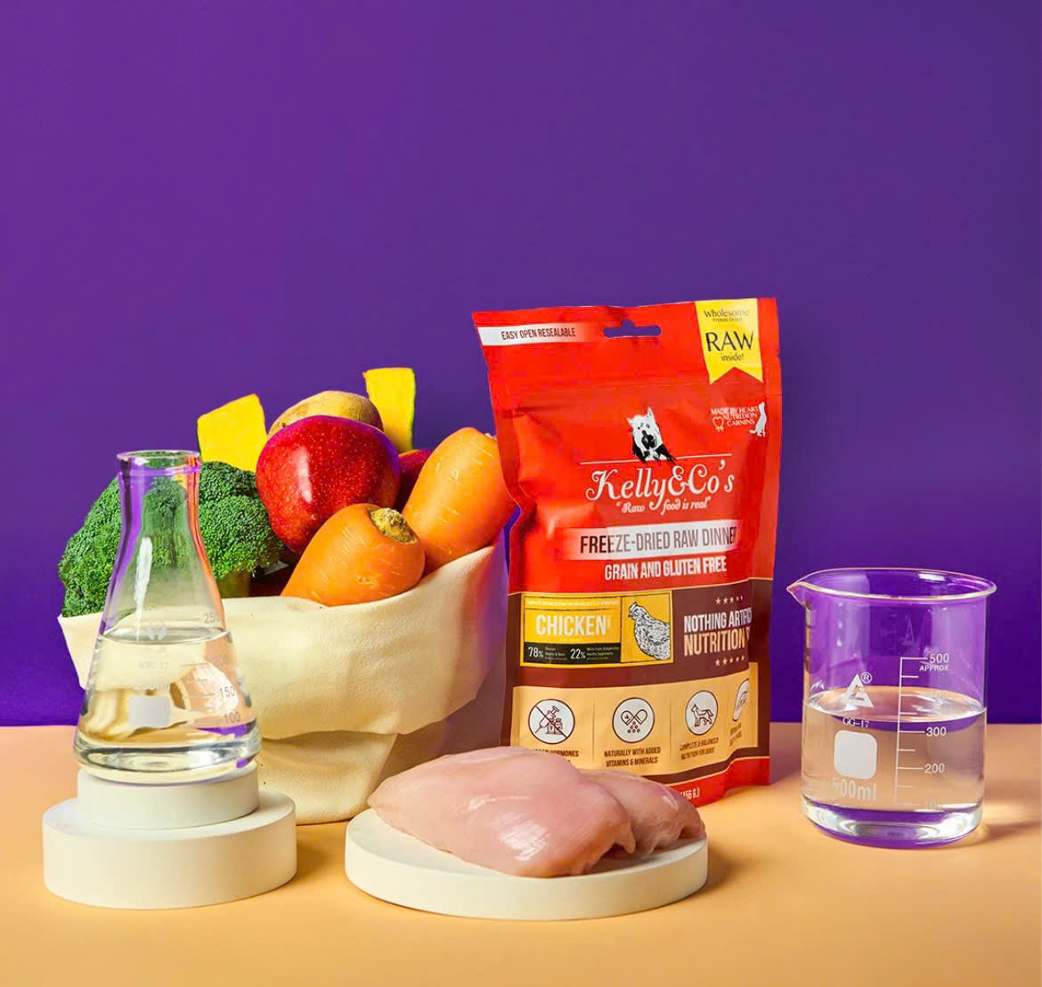 Thức ăn Raw Food cho chó cá hồi &amp; thịt vịt tươi KELLY CO'S Freeze Dried Raw Food For Dog [ 156g