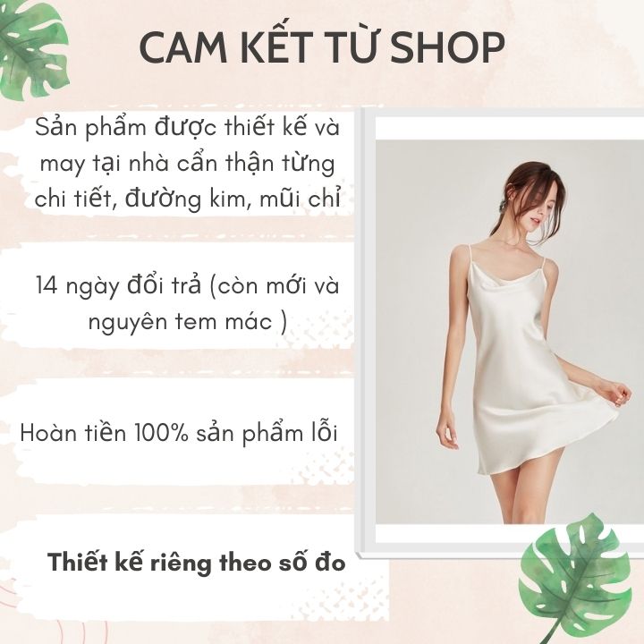 Váy ngủ 2 dây đầm ngủ lụa satin cao cấp mềm mịn, gợi cảm