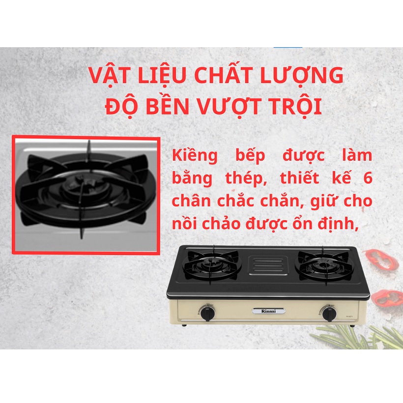 Bếp gas 7 tấc Rinnai RV-A271Y(EB), Chén đồng có ngắt gas tự động - Hàng chính hãng