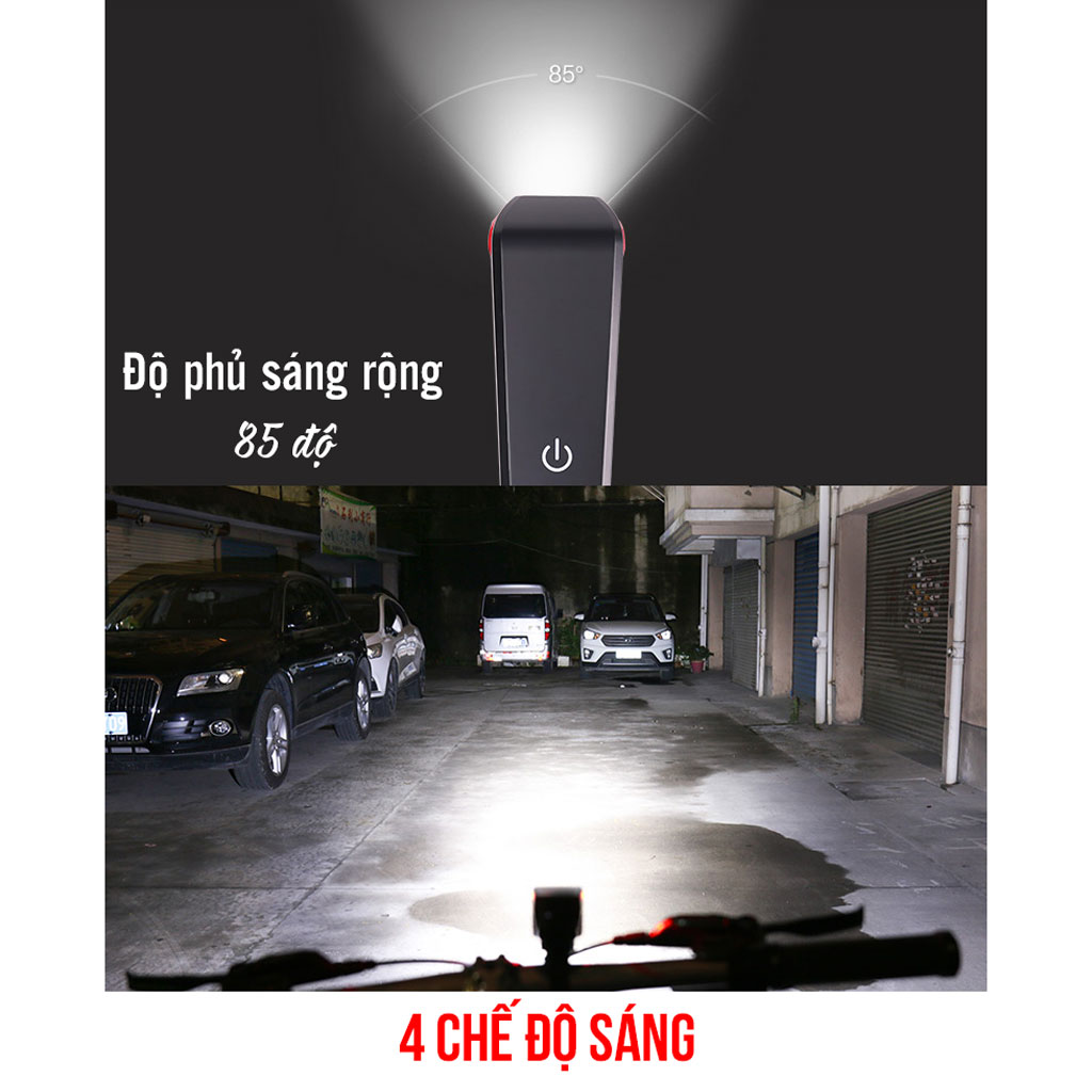 Đèn Xe Đạp Có Còi T6 350lumens Pin 2000mAh Còi âm thanh lớn 140dB MaiLee
