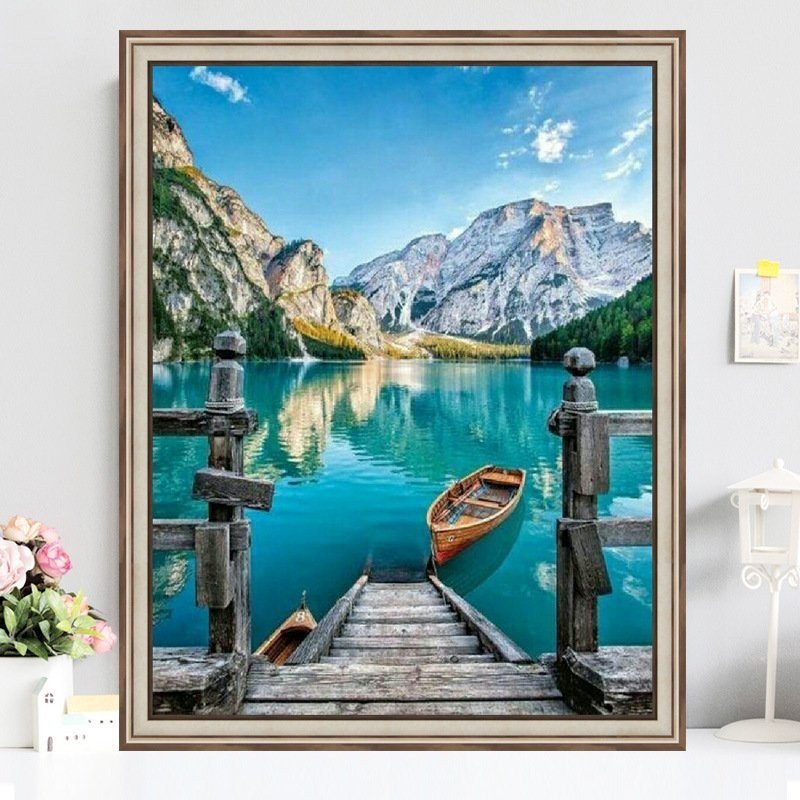 Tranh sơn dầu số hóa - tranh tô màu theo số- khung gỗ 40x50 Mẫu 49