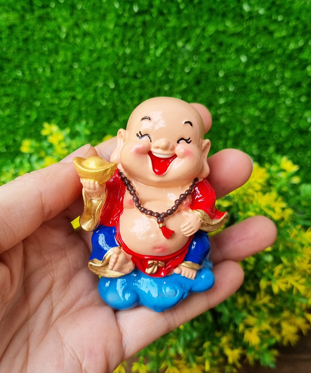 Bộ 05 tượng Di Lặc 7cm kèm chân đế Tài Lộc Phát - Ngũ Phúc Lâm Môn