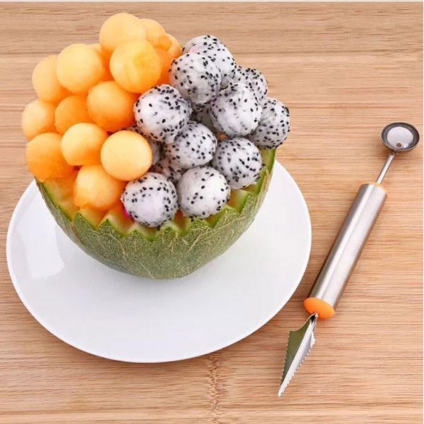 Combo 2 Muỗng 2 Đầu Inox Làm Bingsu Múc Kem Trái Cây Chuyên Dùng