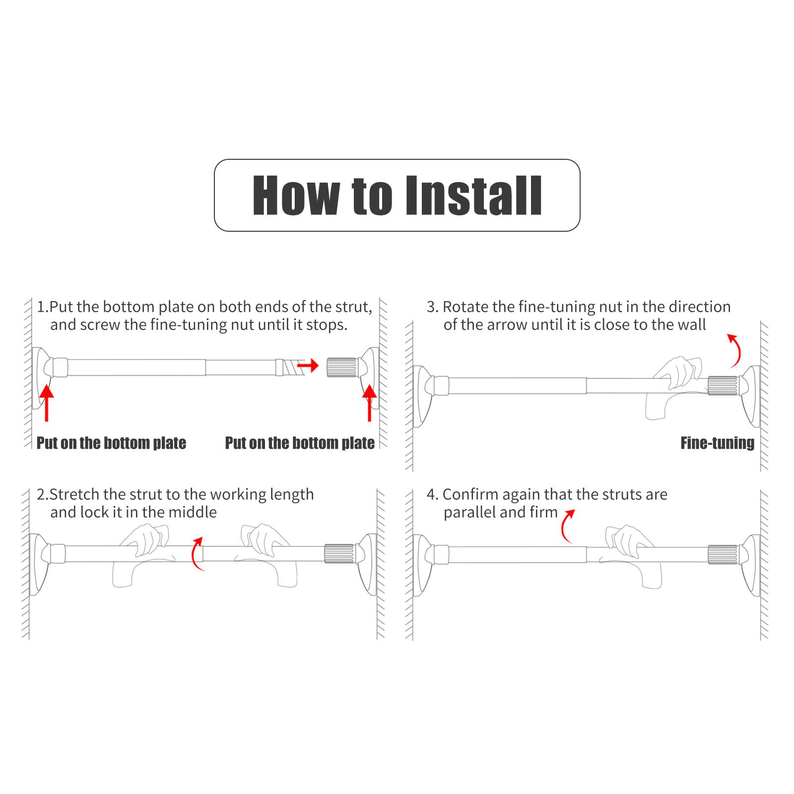 Thanh Rèm Có Thể Mở Rộng 26-42 Inch Không Gỉ Không Khoan